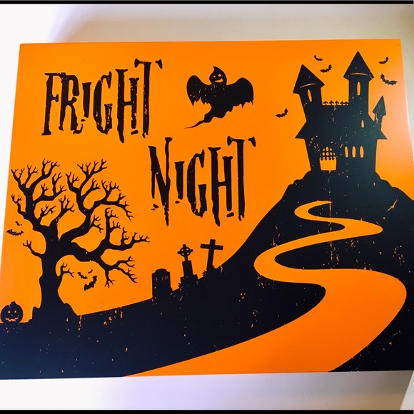 Halloween Fright Night Wood Box Frame Ghost Tombs - Picture 1 of 12